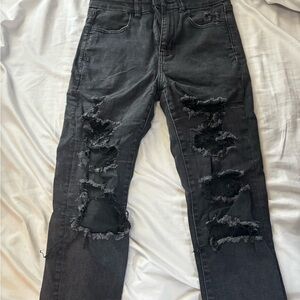 American Eagle Outfitters Black Skinny Jeans Distressed Style